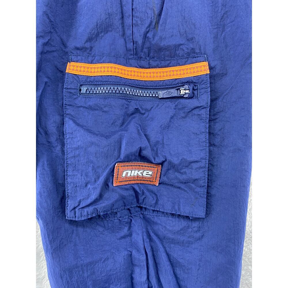 Vintage Nike Youth Cargo Track Pants Navy Orange Y2K Joggers Boys XL - Picture 7 of 13